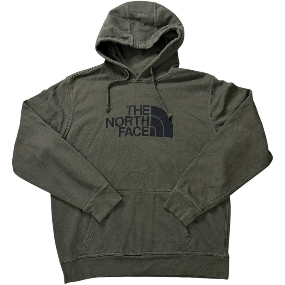 The North Face Half Dome Pullover Hoodie Olive Green Size Large Kangaroo Pocket